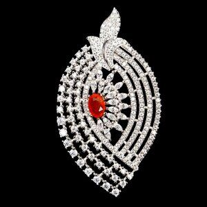Heated Oval Orange Opal Simulated Cz Gemstone 925 Sterling Silver Big Pendant